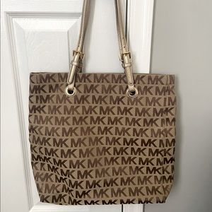 Michael Kors Gold Canvas Monogram Tote